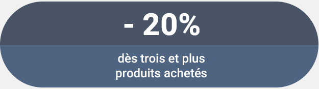 20% de réduction sur le produit le moins cher de votre panier dès 3 produits achetés